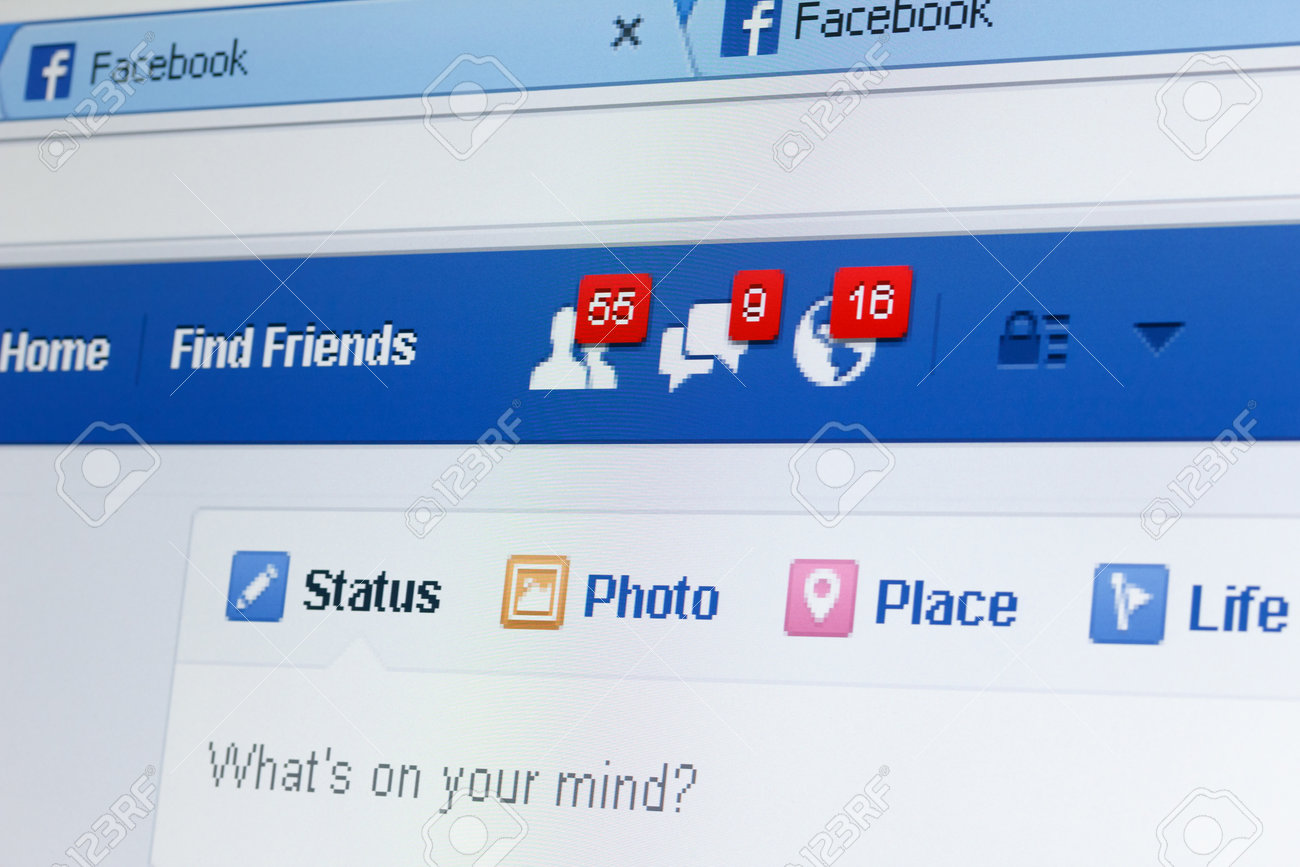 kiev ukraine june 8 facebook web page closeup with notifications