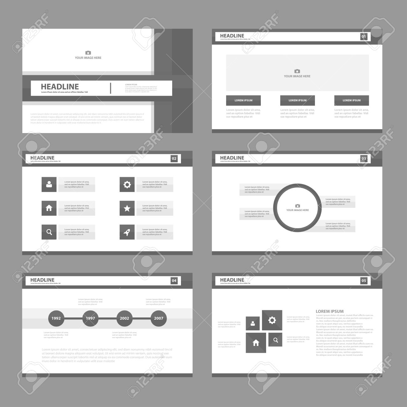 black white infographic elements presentation template flat design black white infographic elements presentation template flat design, Presentation templates