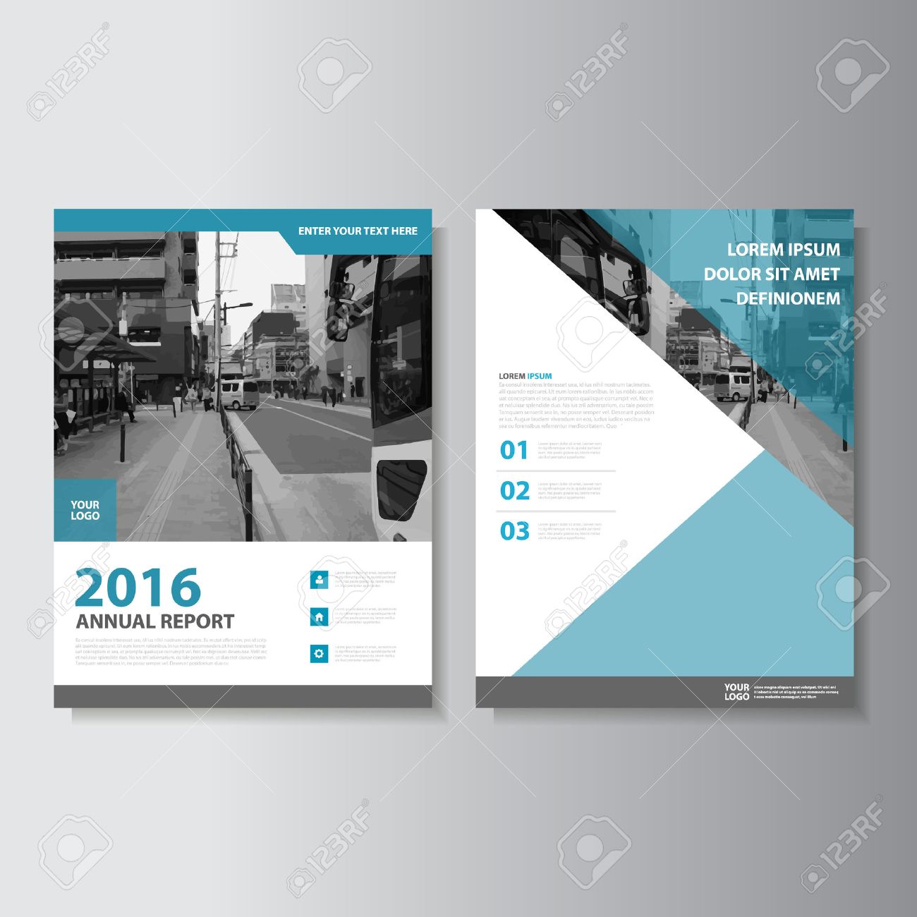 blue vector annual report leaflet brochure flyer template design