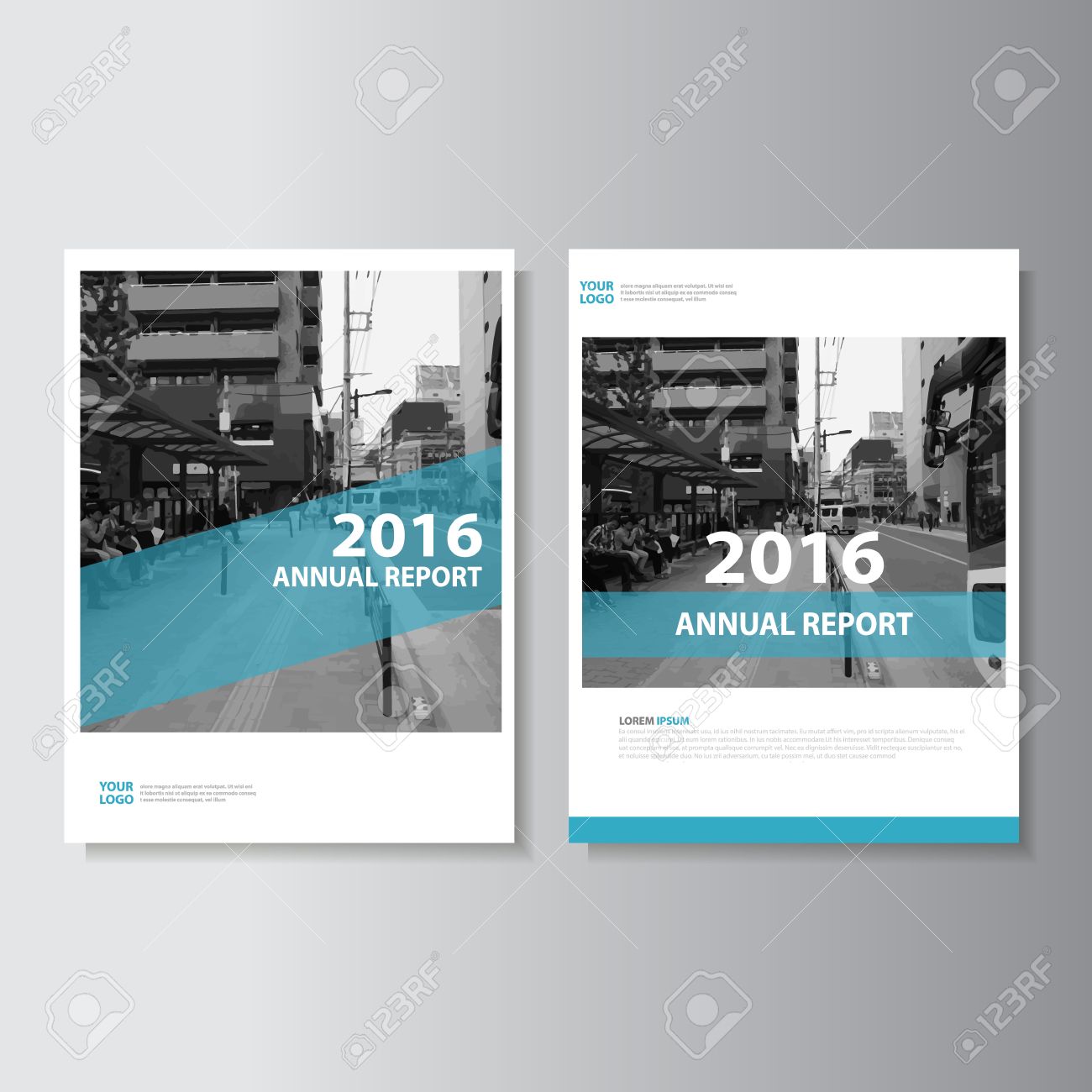 simple blue vector annual report leaflet brochure flyer template