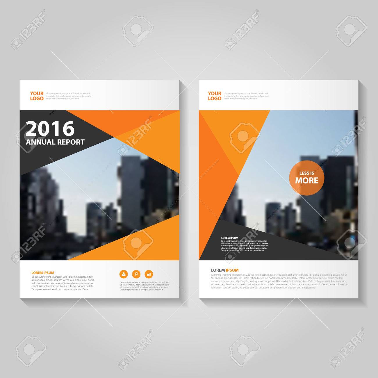 orange black polygon annual report leaflet brochure template