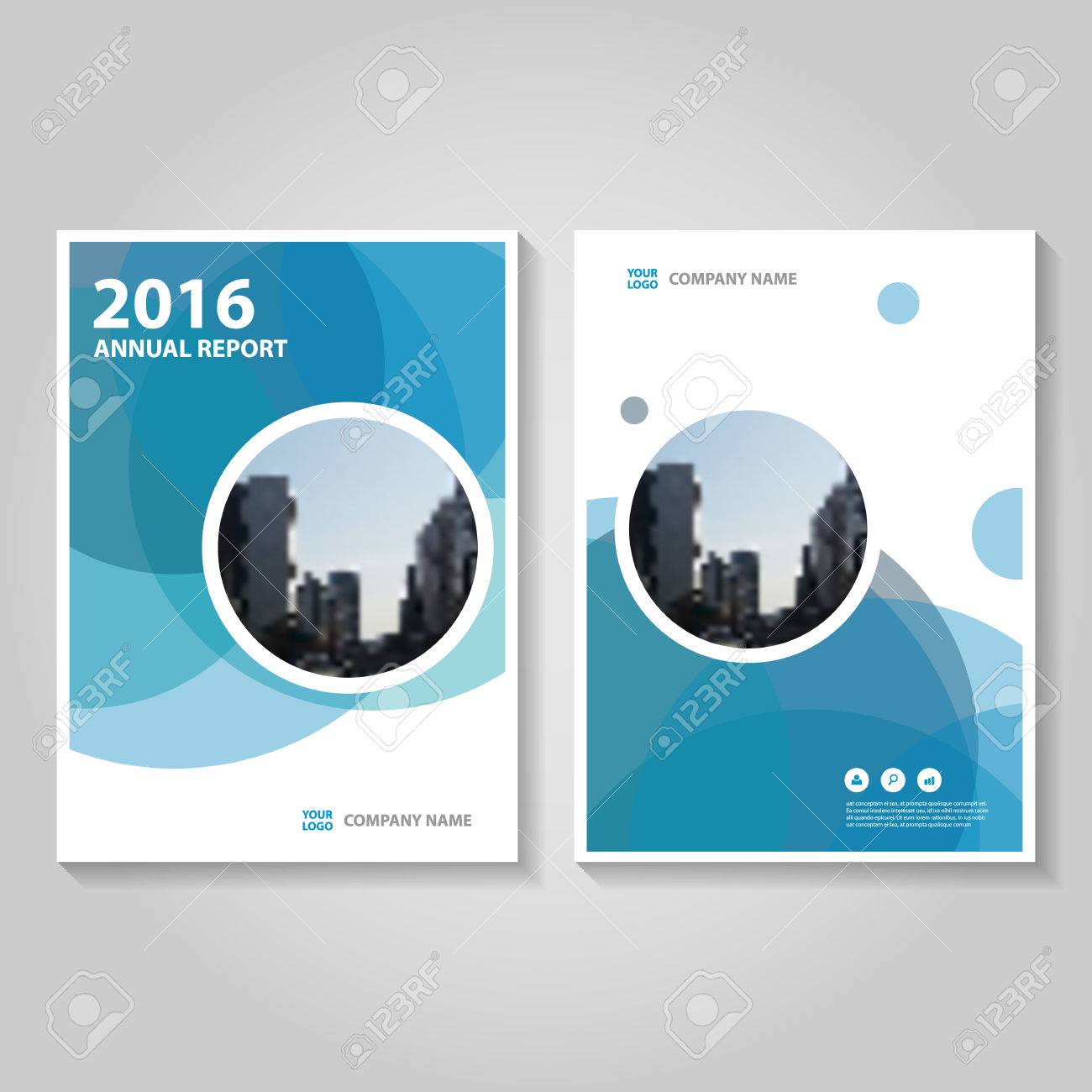 circle blue polygon annual report leaflet brochure template design
