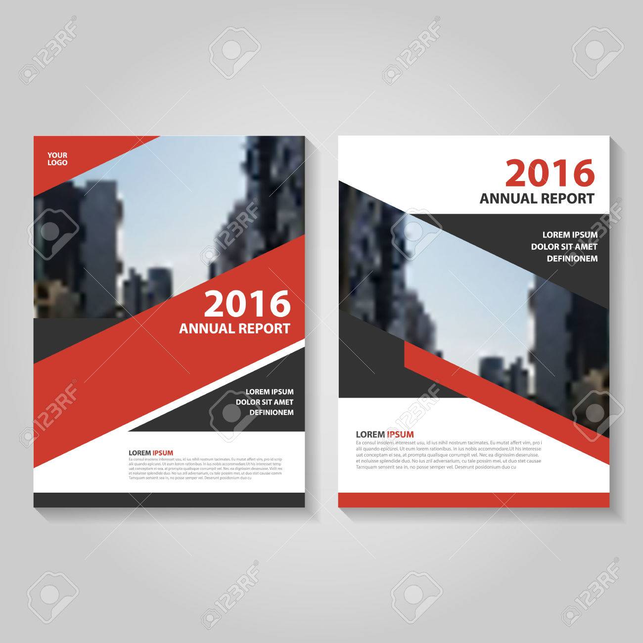 abstract red black annual report leaflet brochure template design