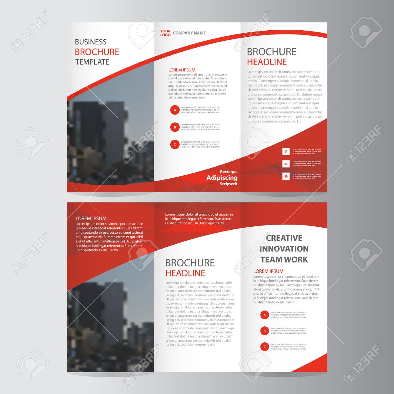 red elegance business trifold business leaflet brochure flyer