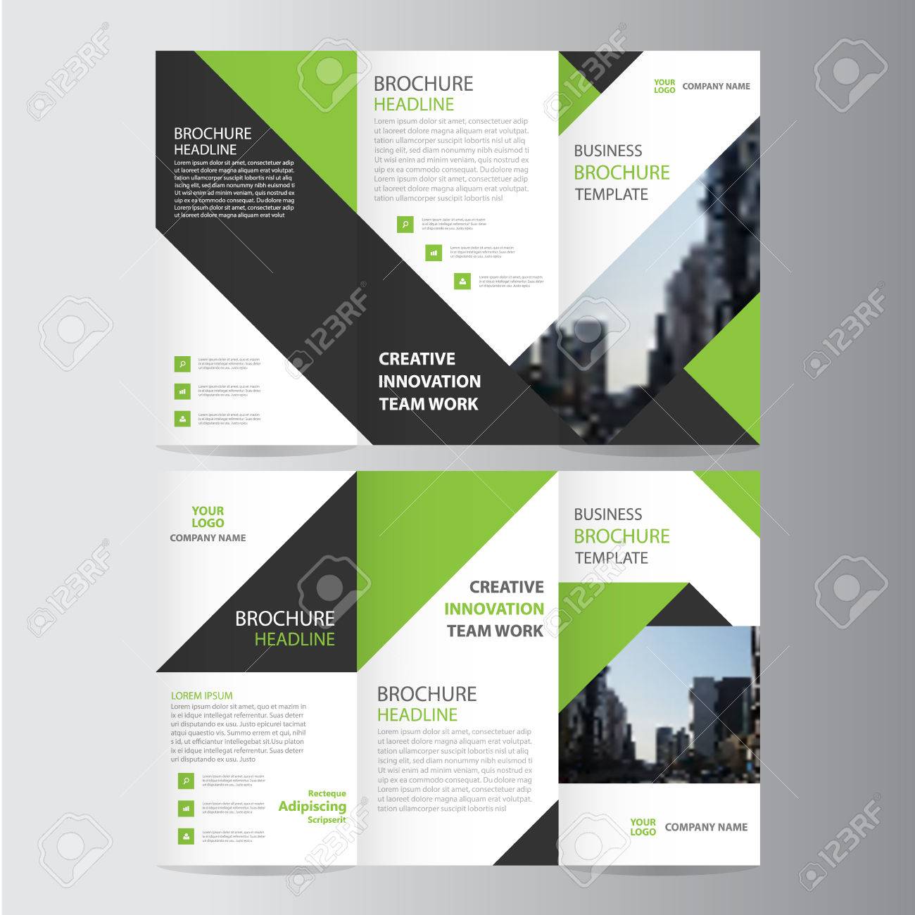 Green black elegance business trifold business Leaflet Brochure template minimal flat design - 56758311 Green black elegance business trifold business Leaflet Brochure template minimal flat design - 56758311