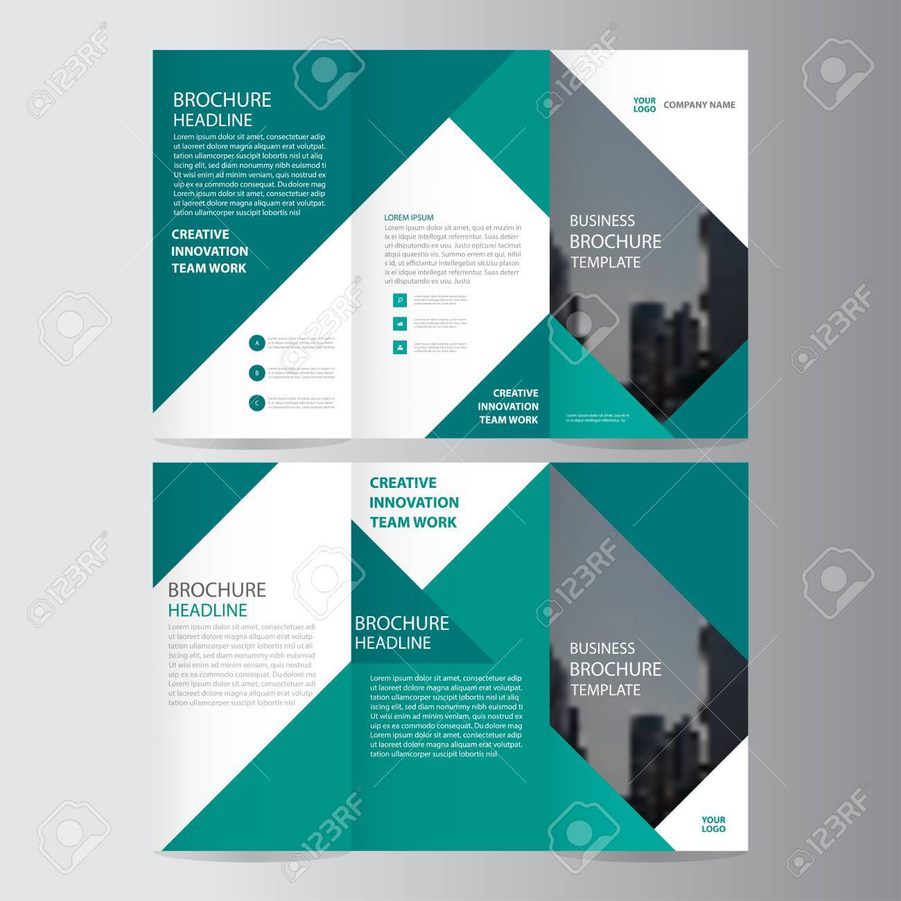 Green elegance business trifold business Leaflet Brochure template minimal flat design set - 56758310 Green elegance business trifold business Leaflet Brochure template minimal flat design set - 56758310