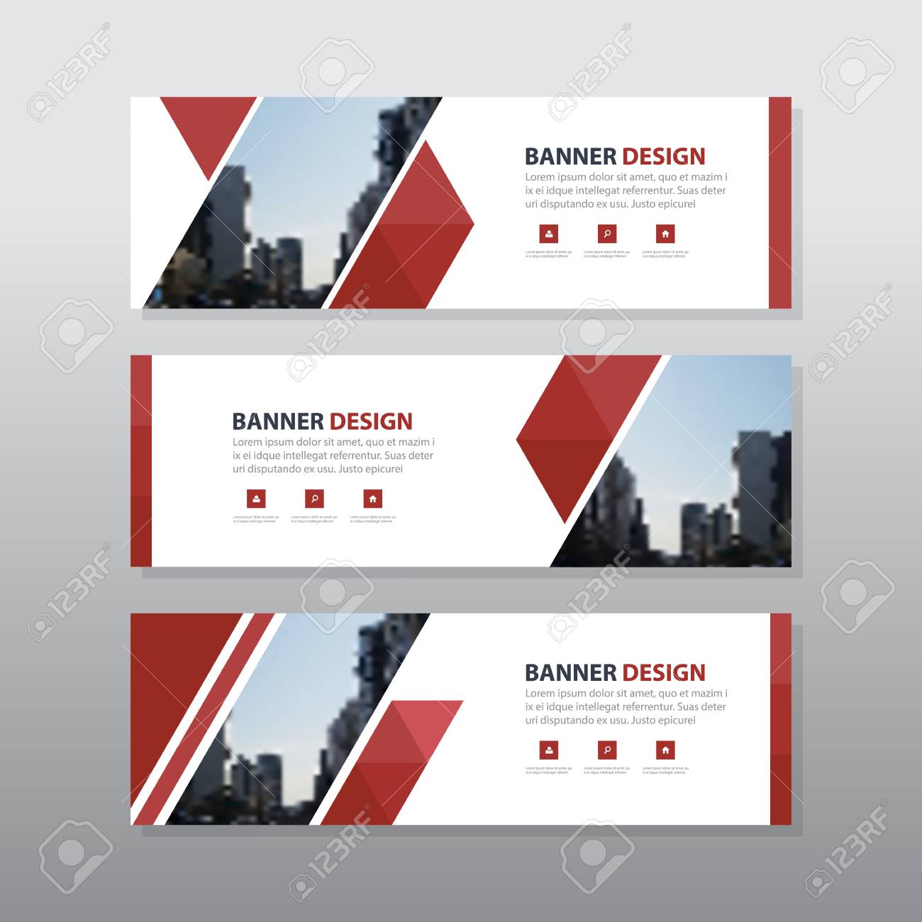red triangle abstract corporate business banner template horizontal