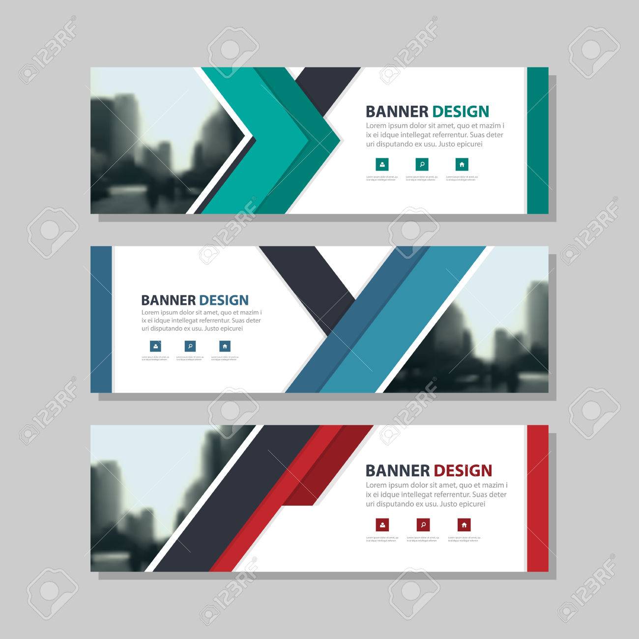 青緑色の赤い三角形抽象企業バナー テンプレート水平広告ビジネス バナー レイアウト テンプレート フラット デザイン ウェブサイトの設計の抽象的なカバー ヘッダー背景をきれい のイラスト素材 ベクタ Image