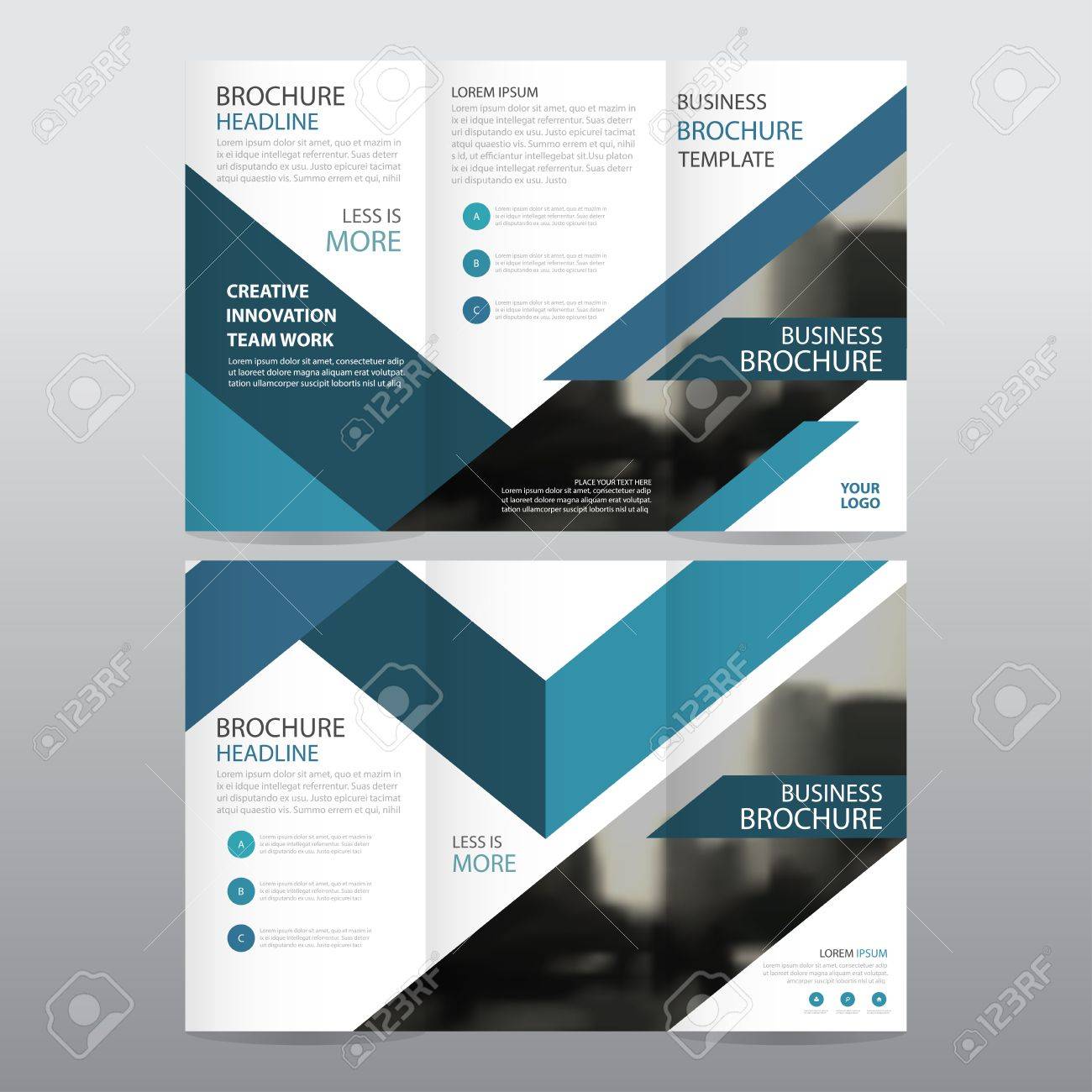 blue triangle business trifold leaflet brochure flyer report