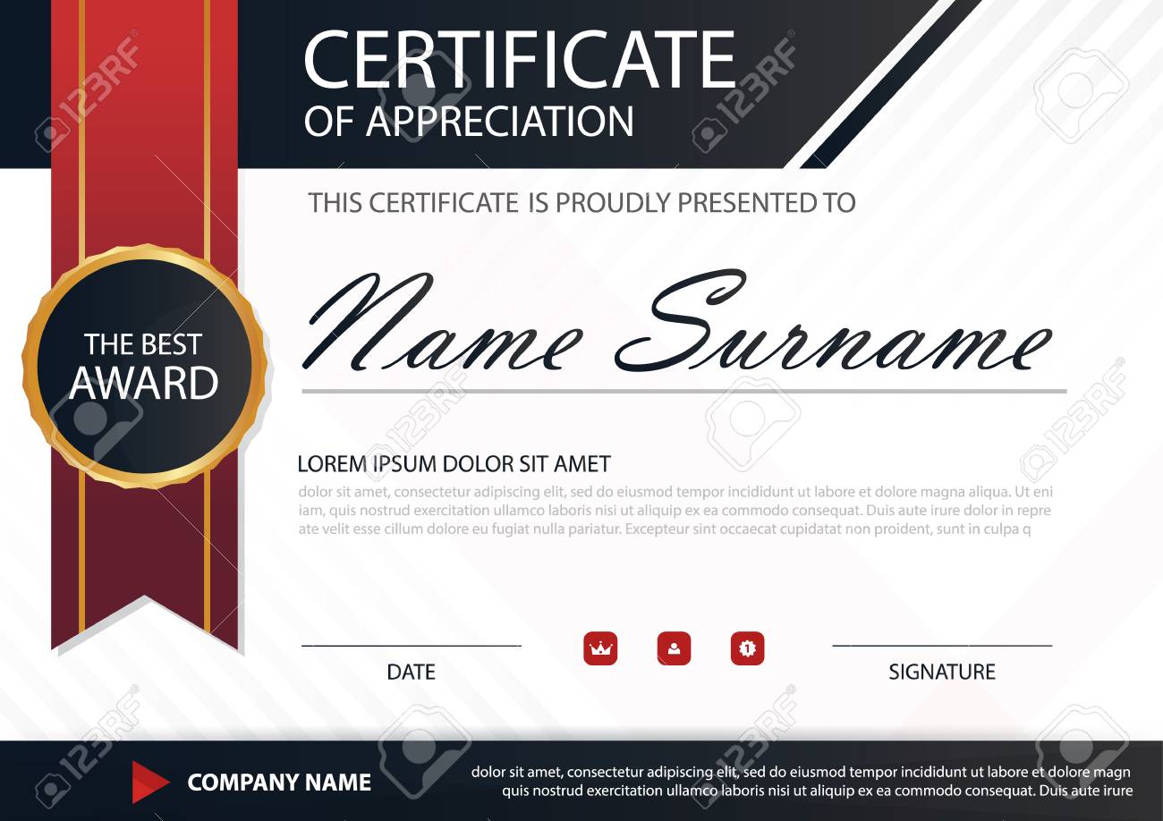 red black elegance horizontal certificate with vector illustration