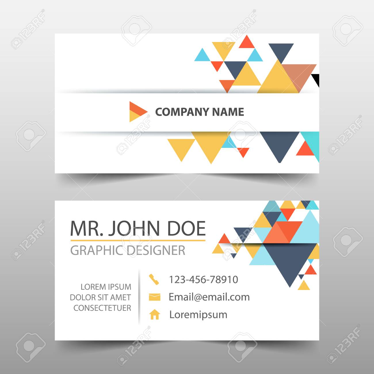 colorful triangle corporate business card name card template