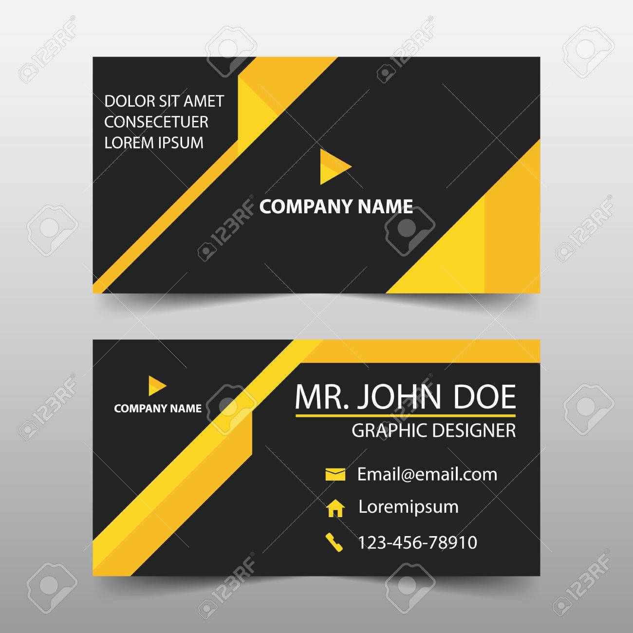yellow triangle corporate business card name card template horizontal business card tem