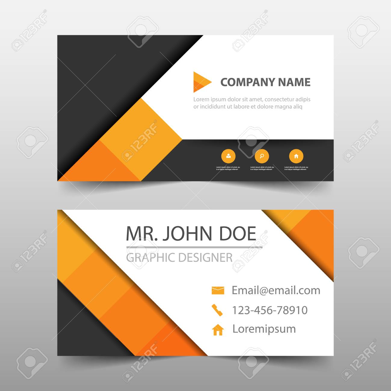 orange square corporate business card name card template