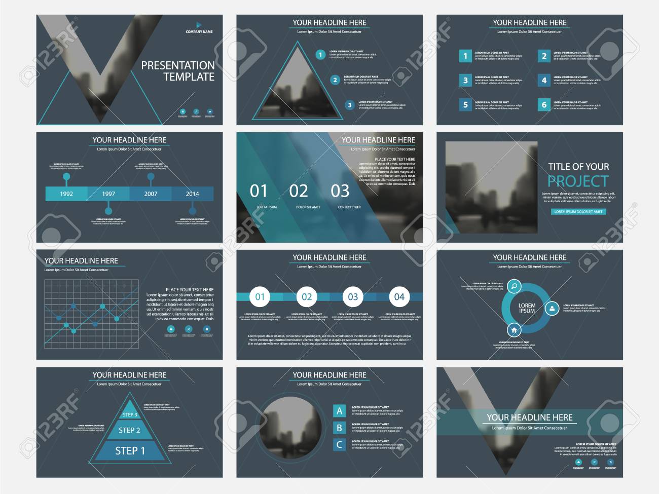 Business presentation infographic elements template set, annual report corporate horizontal brochure design template. - 85215847 Business presentation infographic elements template set, annual report corporate horizontal brochure design template. - 85215847