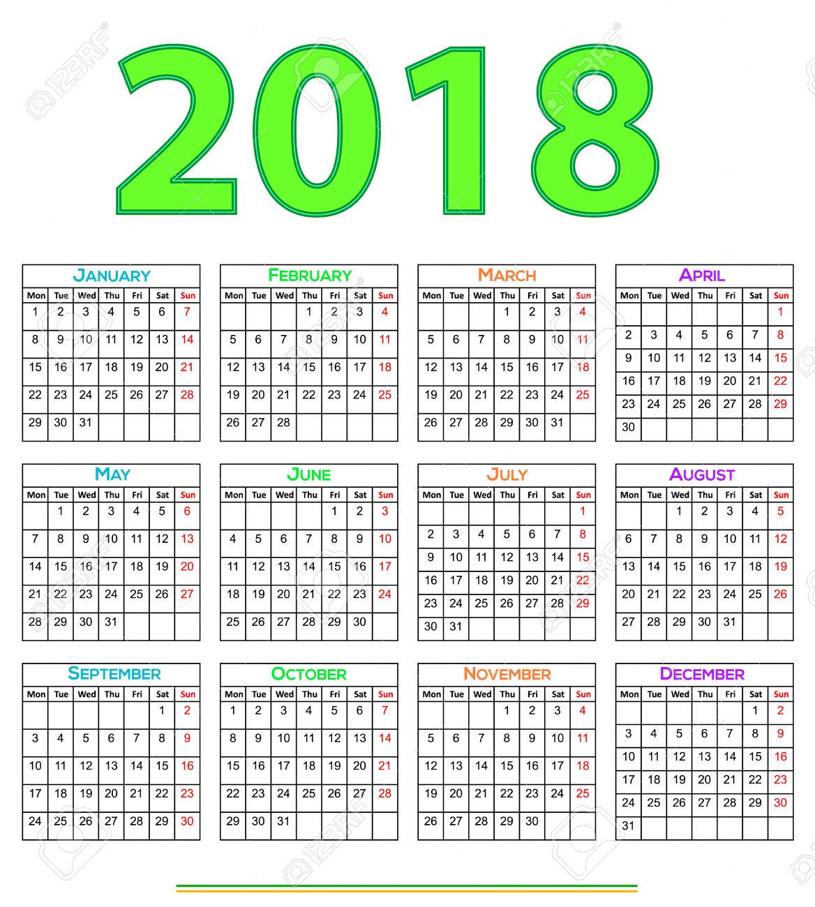 12 month calendar 2018 printable