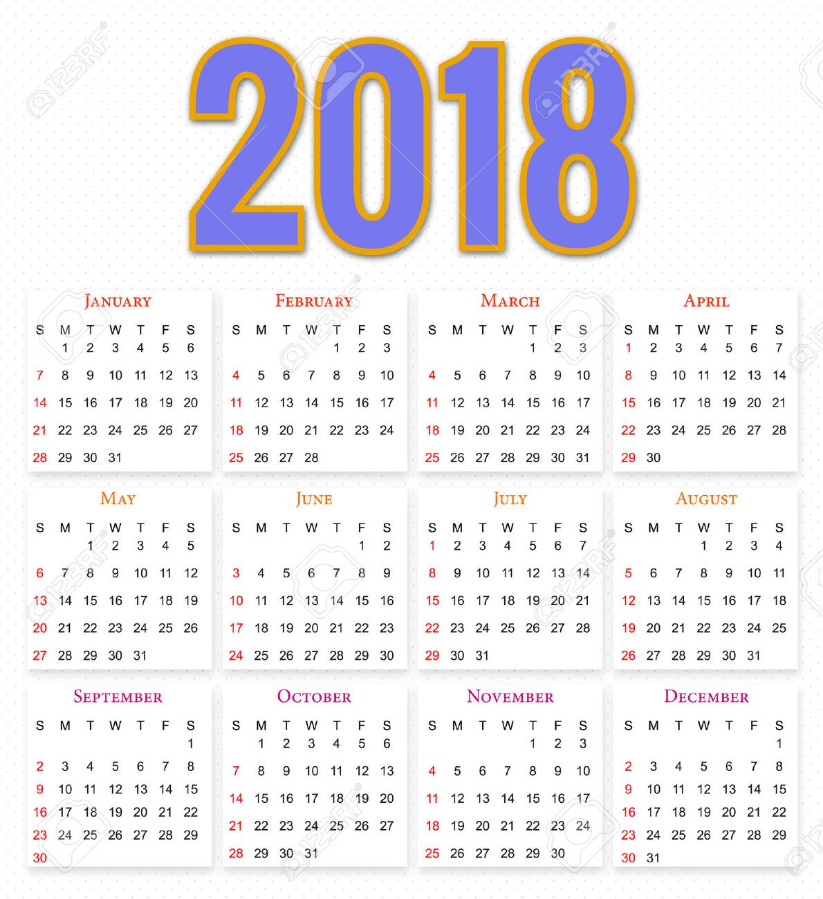 12 months calendar design 2018 printable and editable royalty free editable calander