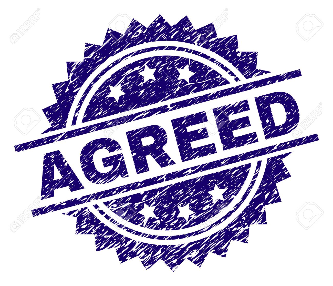 AGREED Stamp Seal Watermark With Distress Style. Blue Vector Rubber Print  Of AGREED Title With Scratched Texture. Royalty Free SVG, Cliparts,  Vectors, and Stock Illustration. Image 127140782., image size:1300x1115