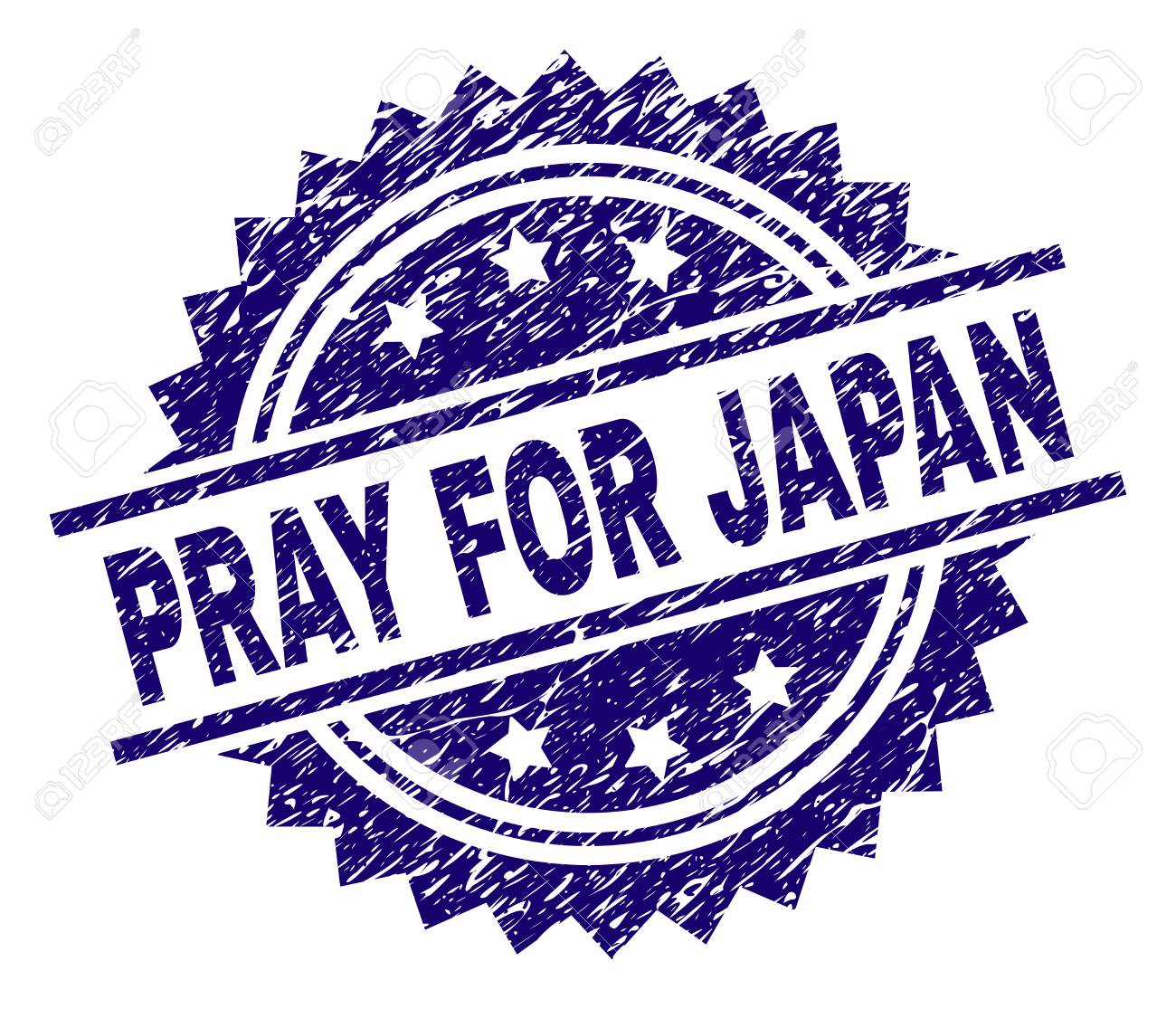 Pray For Japan Stamp Seal Watermark With Distress Style Blue