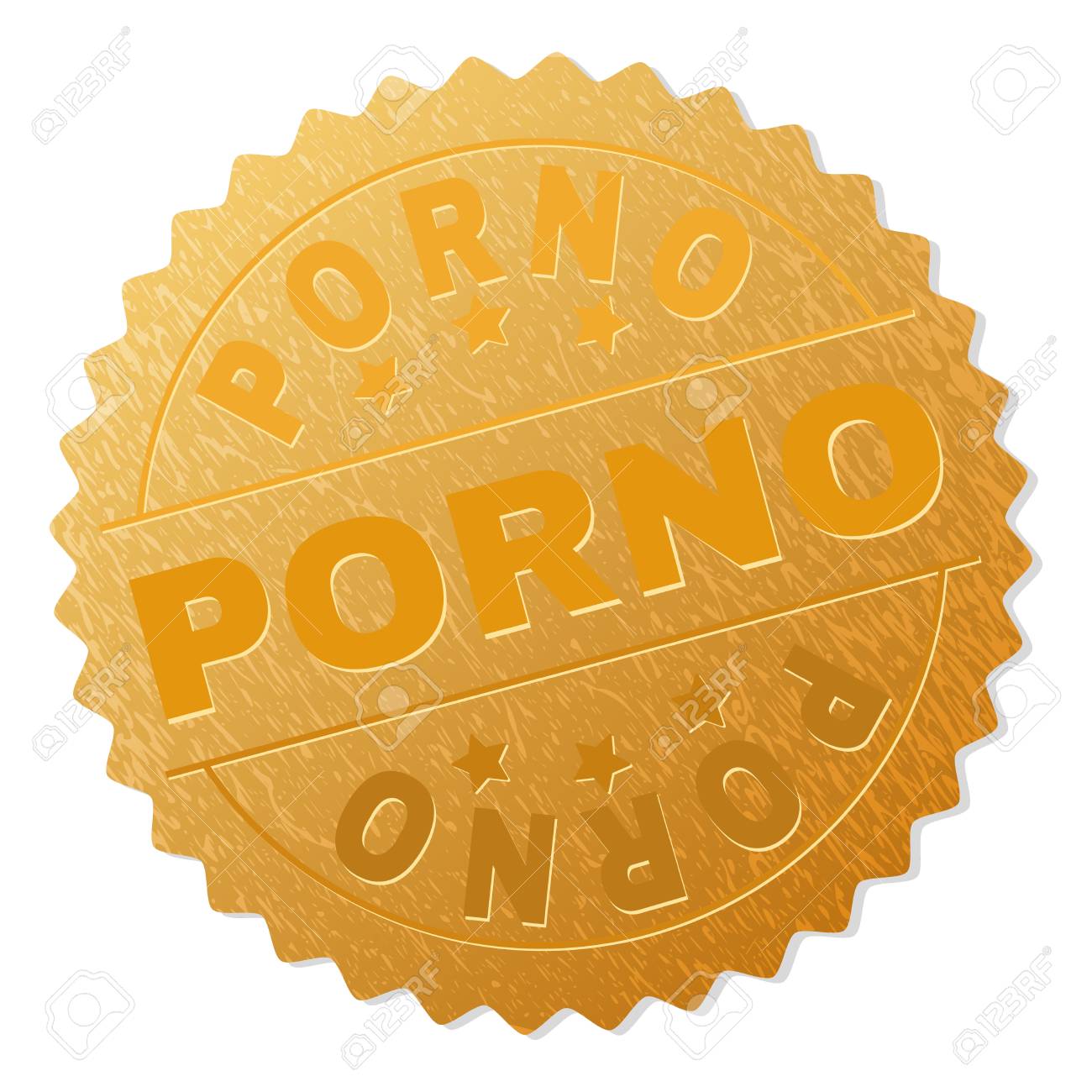 PORNO Gold Stamp Medallion. Vector Golden Medal With PORNO Text. Text  Labels Are Placed Between Parallel Lines And On Circle. Golden Surface Has  Metallic Structure. Royalty Free SVG, Cliparts, Vectors, and Stock