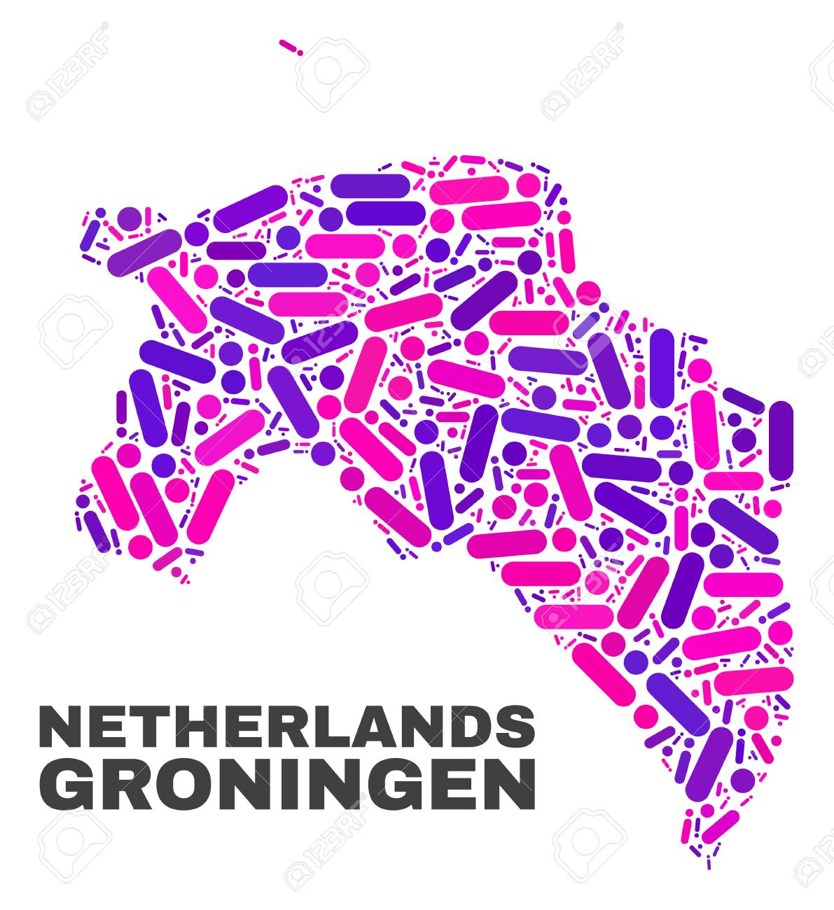 Mosaic Groningen Province Map Isolated On A White Background