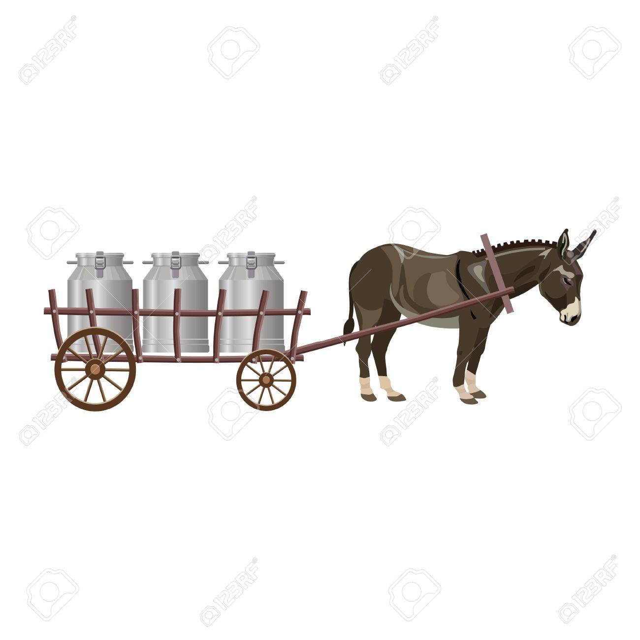 ロバのミルク缶とカート ベクトル図のイラスト素材 ベクタ Image ロバのミルク缶とカート ベクトル図のイラスト素材 ベクタ Image