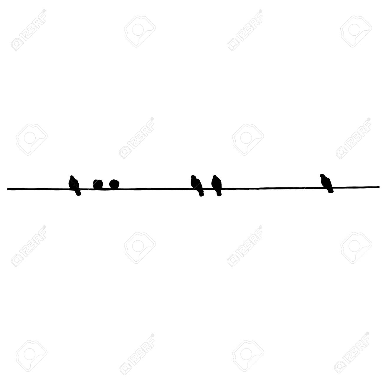 Pigeon silhouettes on the wire. Vector illustration - 97292885 Pigeon silhouettes on the wire. Vector illustration - 97292885