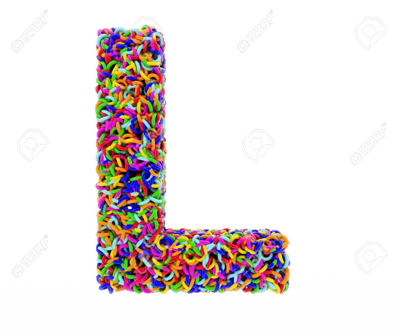 letter l composed of multi colored rings stock photo picture and composed letter