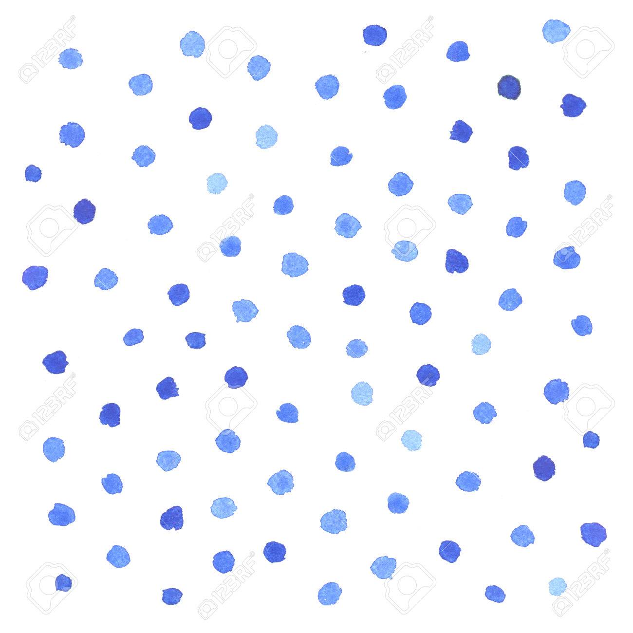 水玉模様の水彩画の背景 ブルーの水玉模様の水彩画の背景 の写真素材 画像素材 Image