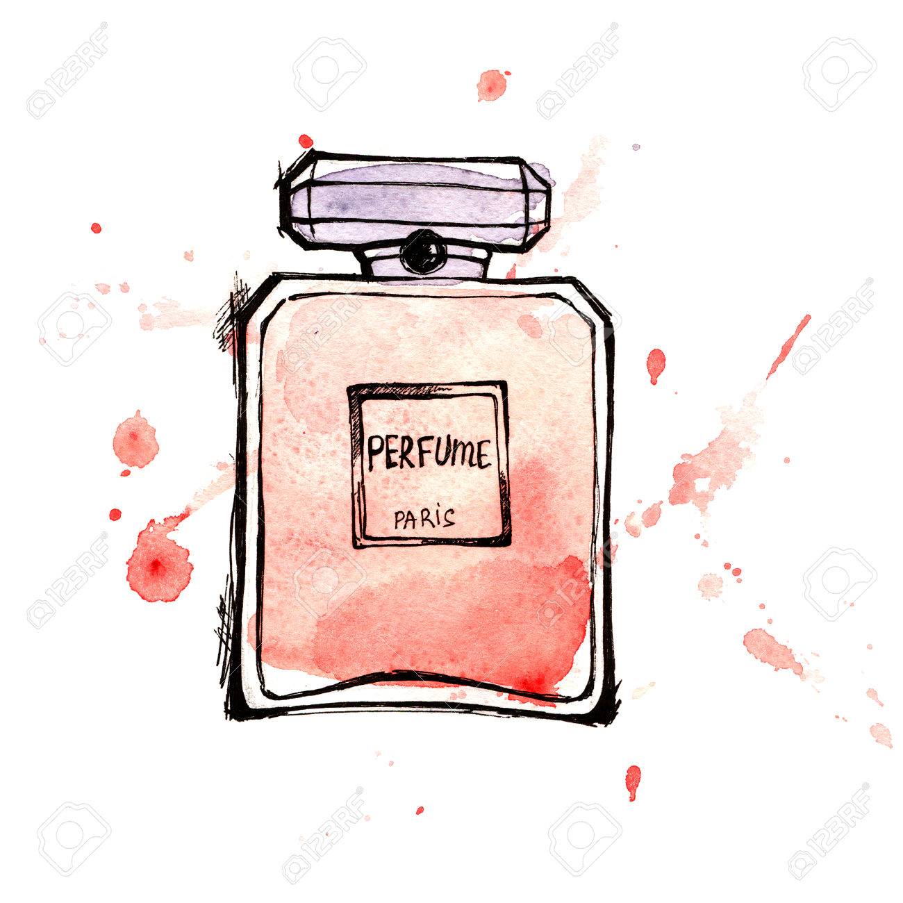 赤い香水瓶 手の赤い香水瓶の水彩イラストの絵 の写真素材 画像素材 Image