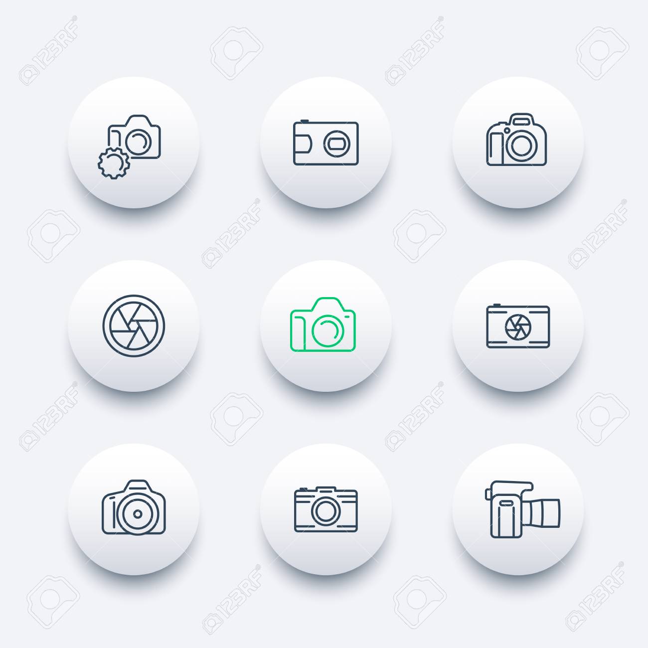 カメラ 写真の線のアイコン デジタル一眼レフ 絞り 現代のアイコン ベクトル図丸 のイラスト素材 ベクタ Image