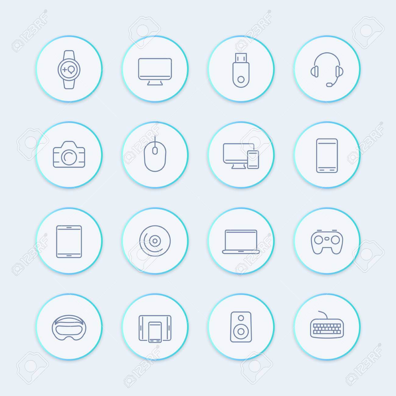 現代のガジェット アイコンは ラウンドのスタイリッシュなアイコン ベクトル図をトレンディなデバイス のイラスト素材 ベクタ Image