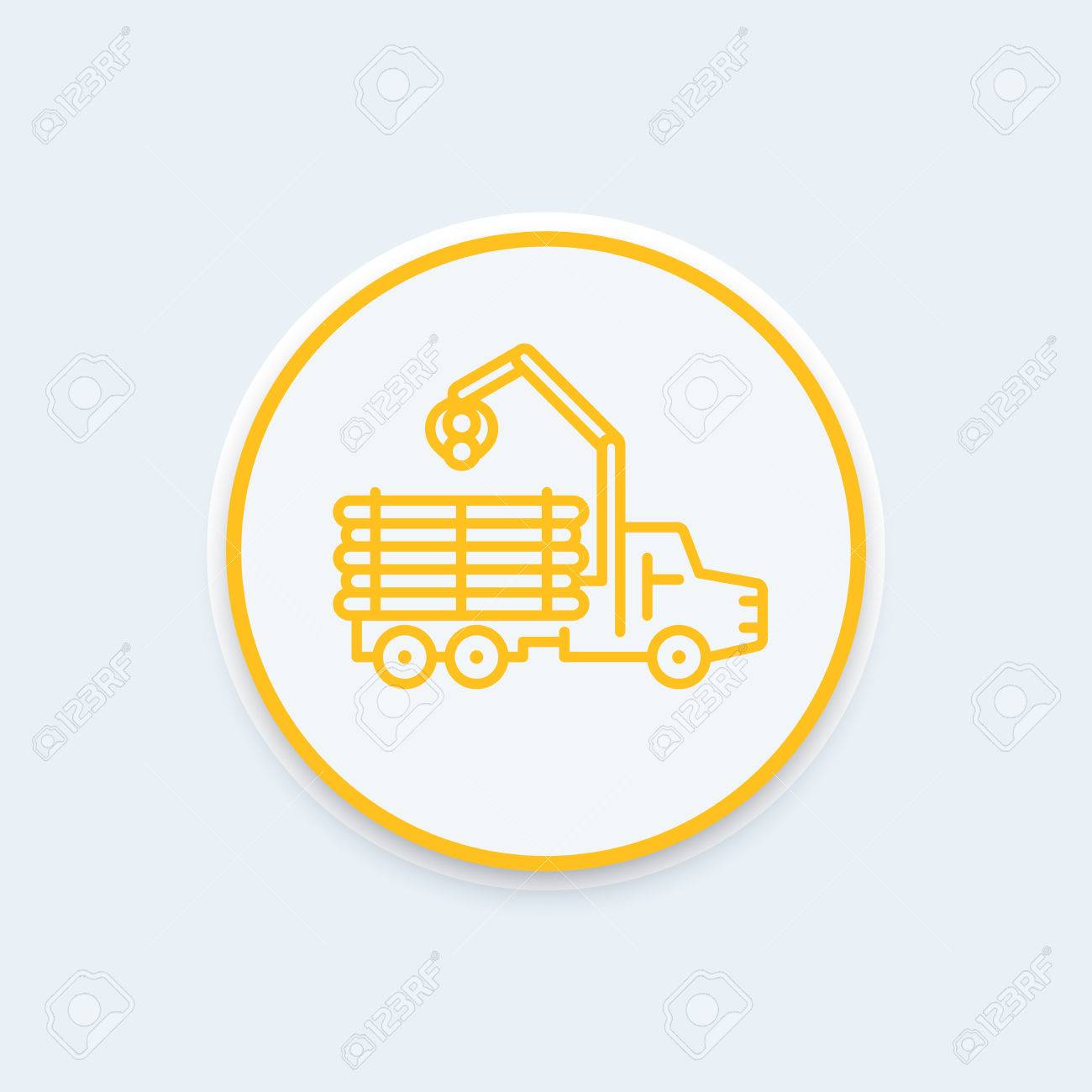 フォワーダー線アイコン ローリー 林業車両 ロガー ログ トラック アイコン ベクトル イラストのイラスト素材 ベクタ Image