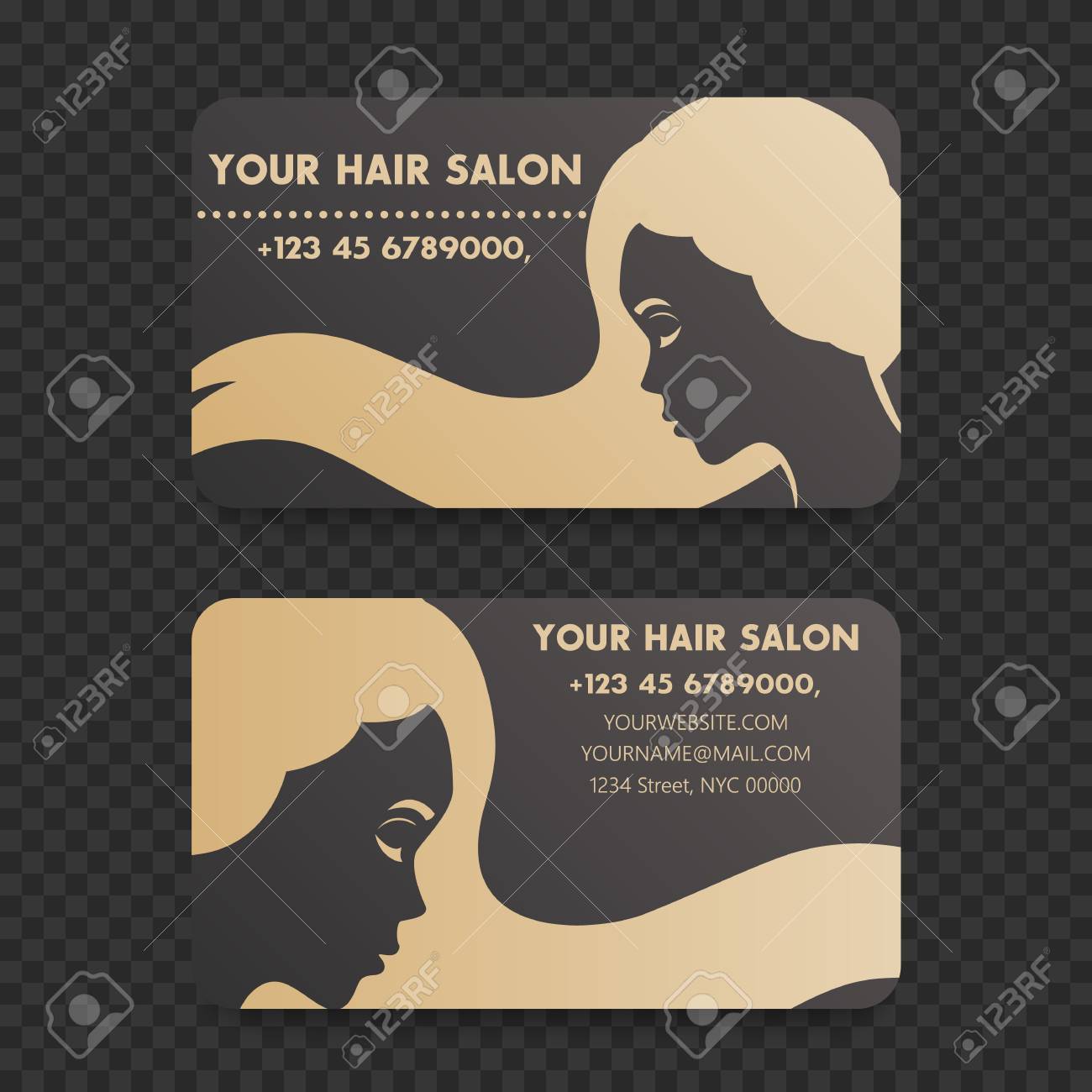 Visitenkarten Design Fur Ein Friseursalon Einen Friseur Mit Madchen Vektor Illustration Lizenzfrei Nutzbare Vektorgrafiken Clip Arts Illustrationen Image