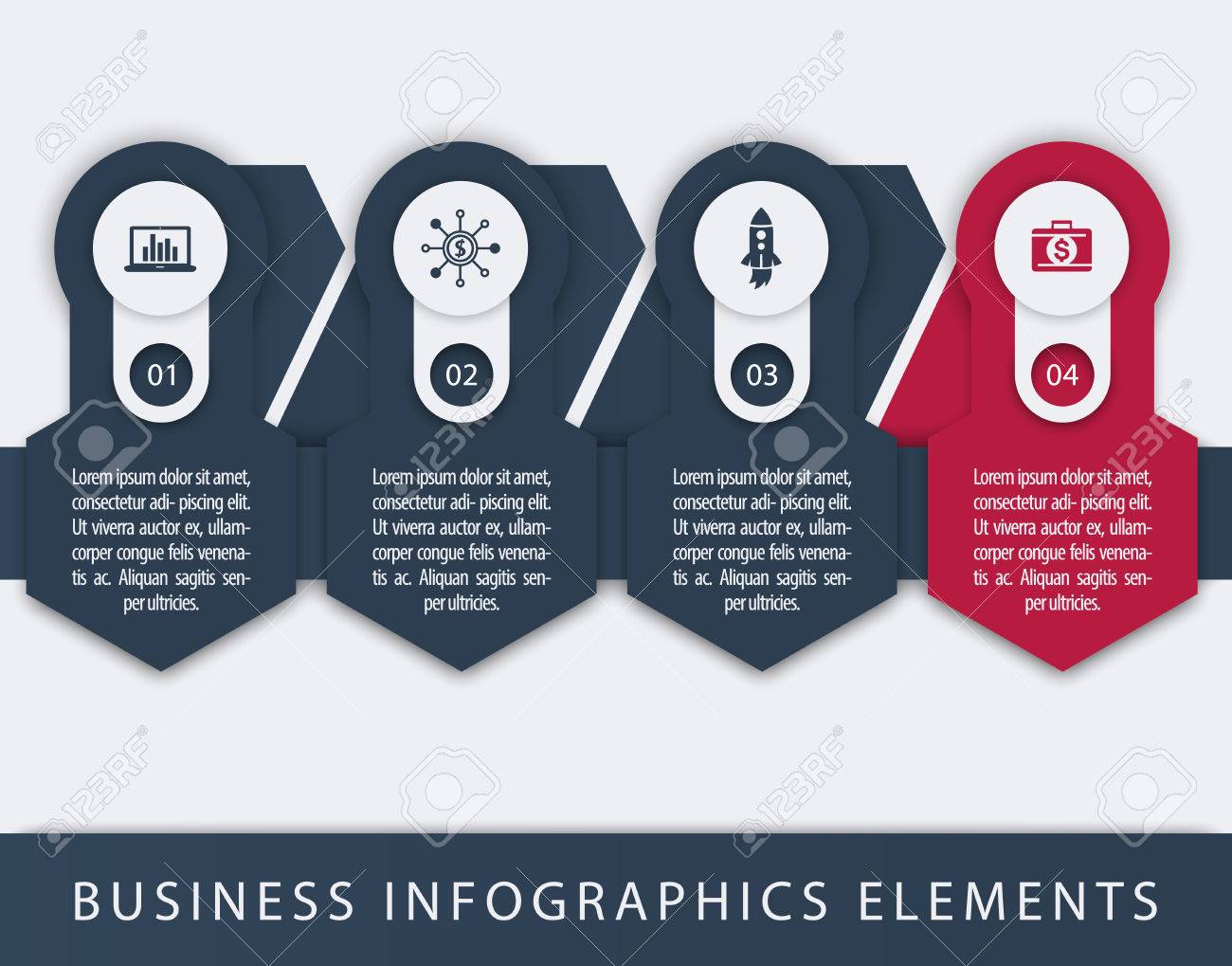 business finance infographics elements 1 2 3 4 steps timeline