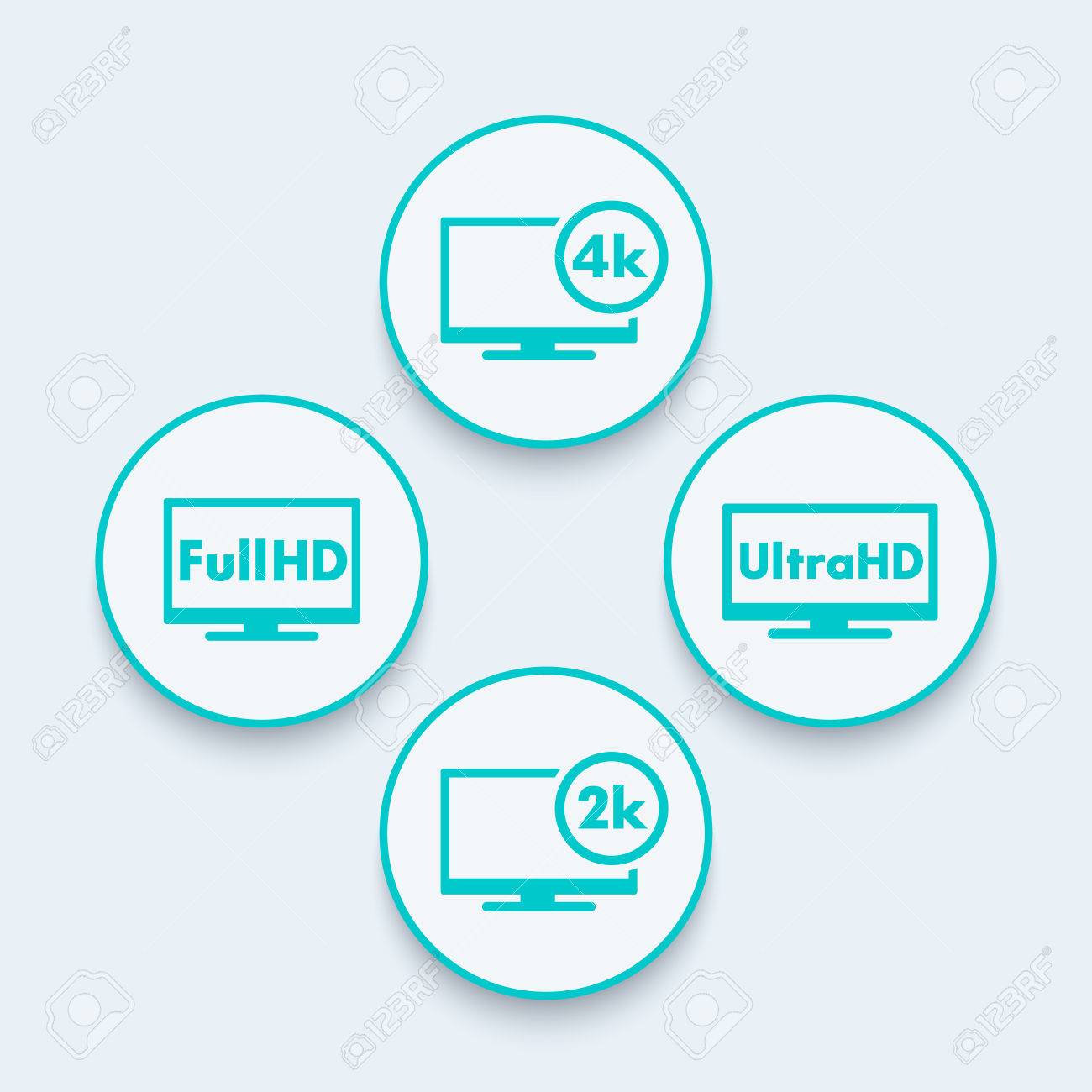 ラウンドのアイコン フル Hd ウルトラ Hd 2 K 4 K コンテンツのベクター イラストを高精細 のイラスト素材 ベクタ Image