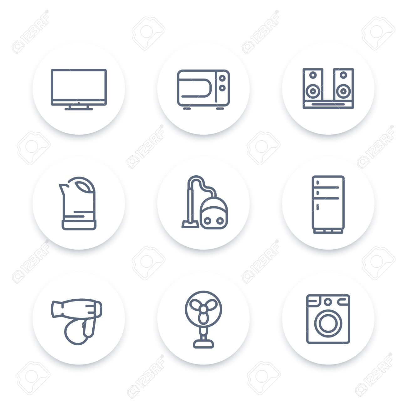 家電線アイコン 家庭用家電製品 電気機器 ベクトル イラストのイラスト素材 ベクタ Image