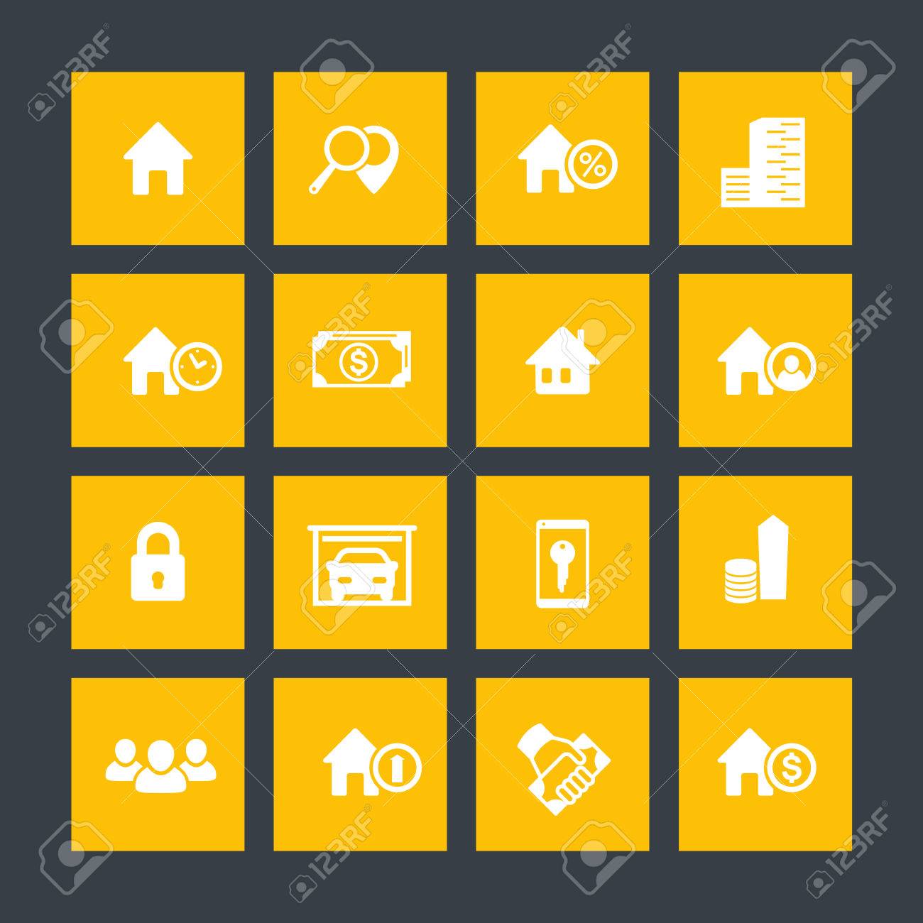 正方形 家の販売 検索 アパート 不動産のアイコン ベクトル