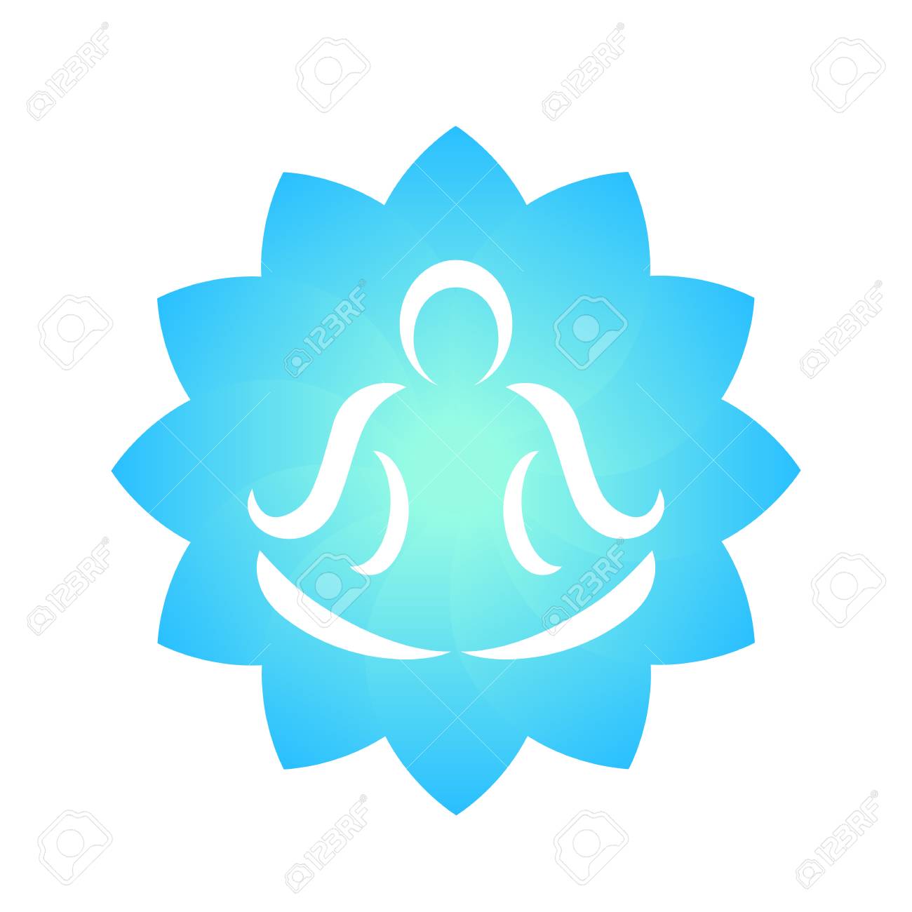 Yoga Logo Element Outline Of Man Doing Meditation Over Lotus Flower Royalty Free Cliparts Vectors And Stock Illustration Image