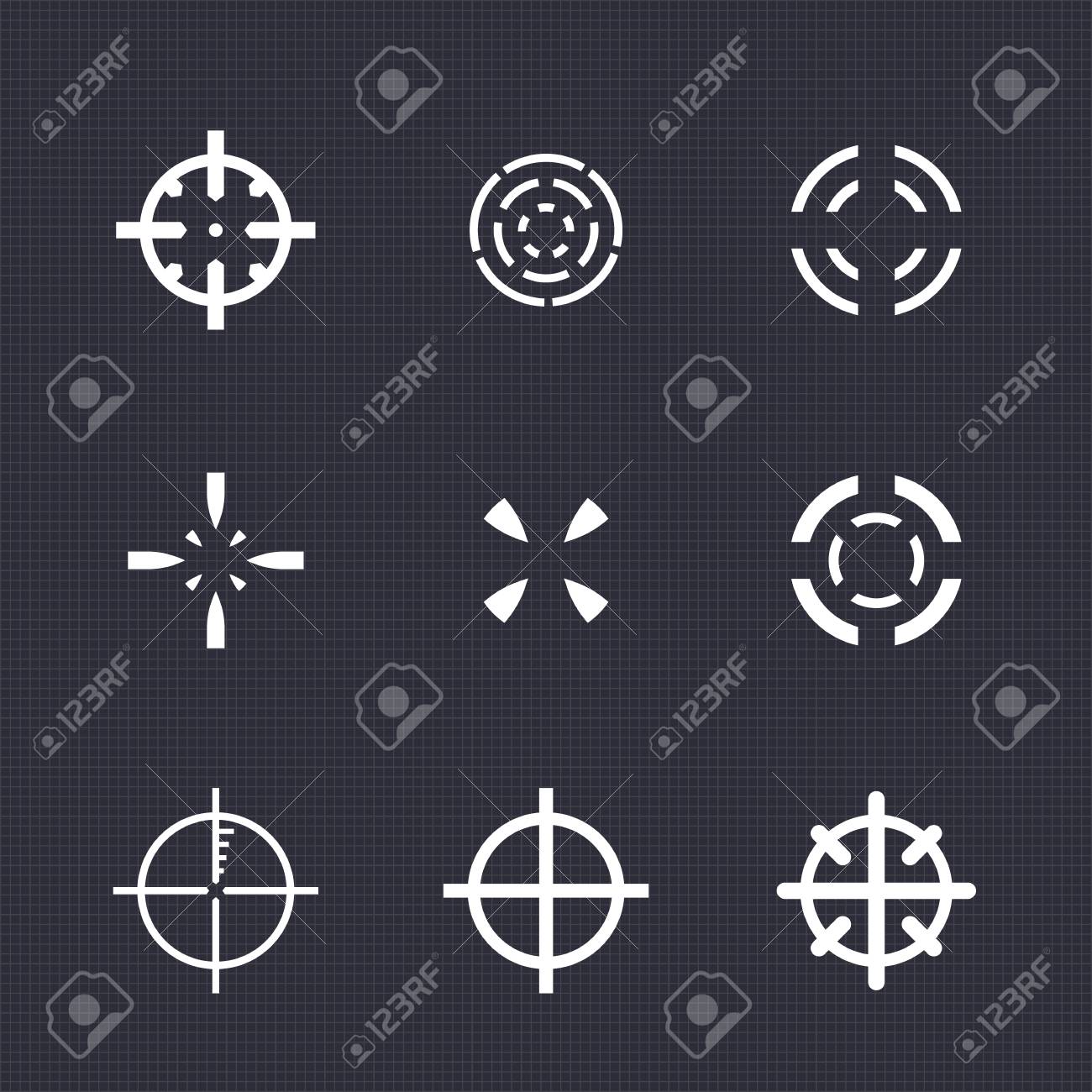 Crosshairs Set Elements For Game Design White On Dark Stock Vector 69815237 Crosshairs Set Elements For Game Design White On Dark Stock Vector 69815237