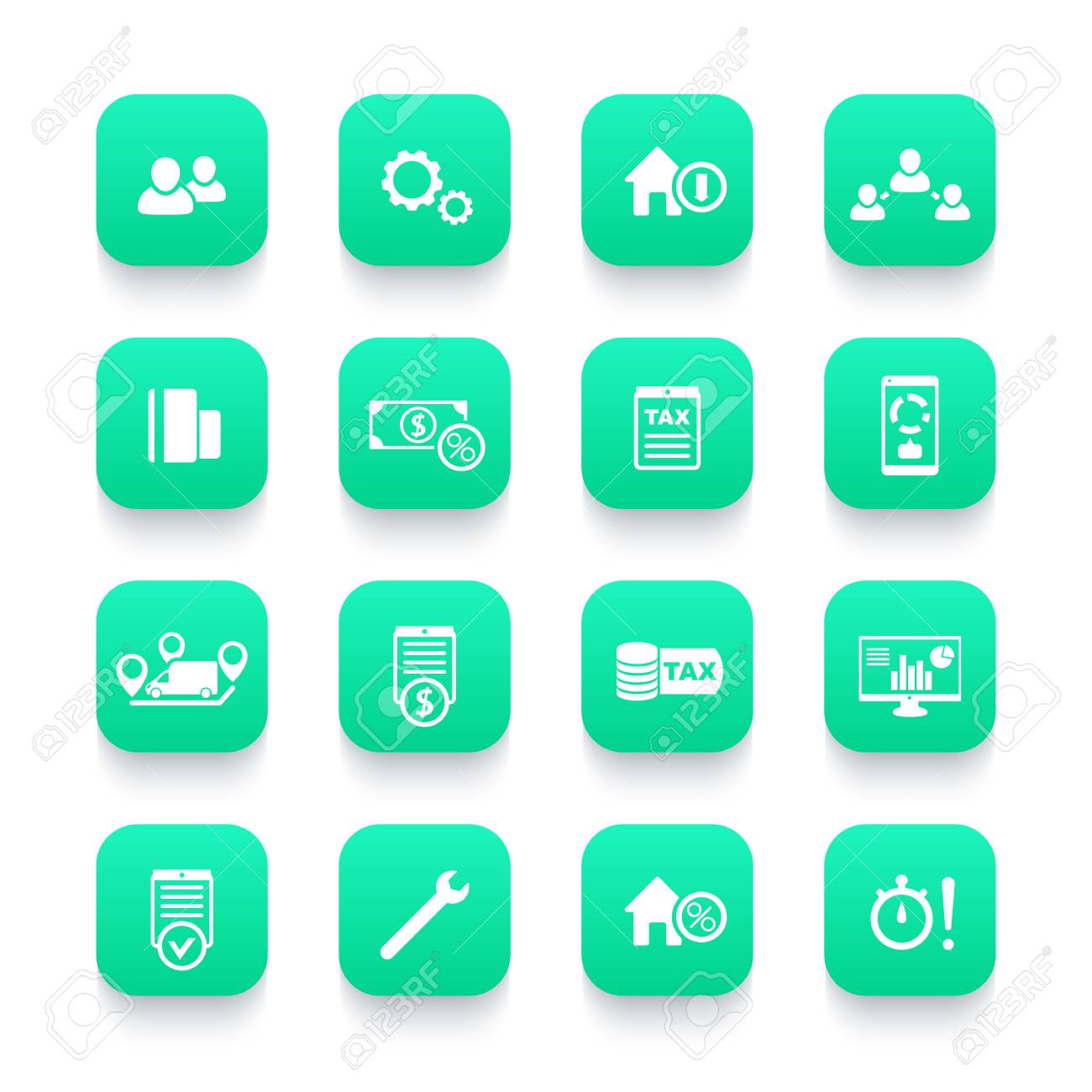 16 金融 コスト 給与計算 請求書アイコン角丸正方形に設定のイラスト素材 ベクタ Image