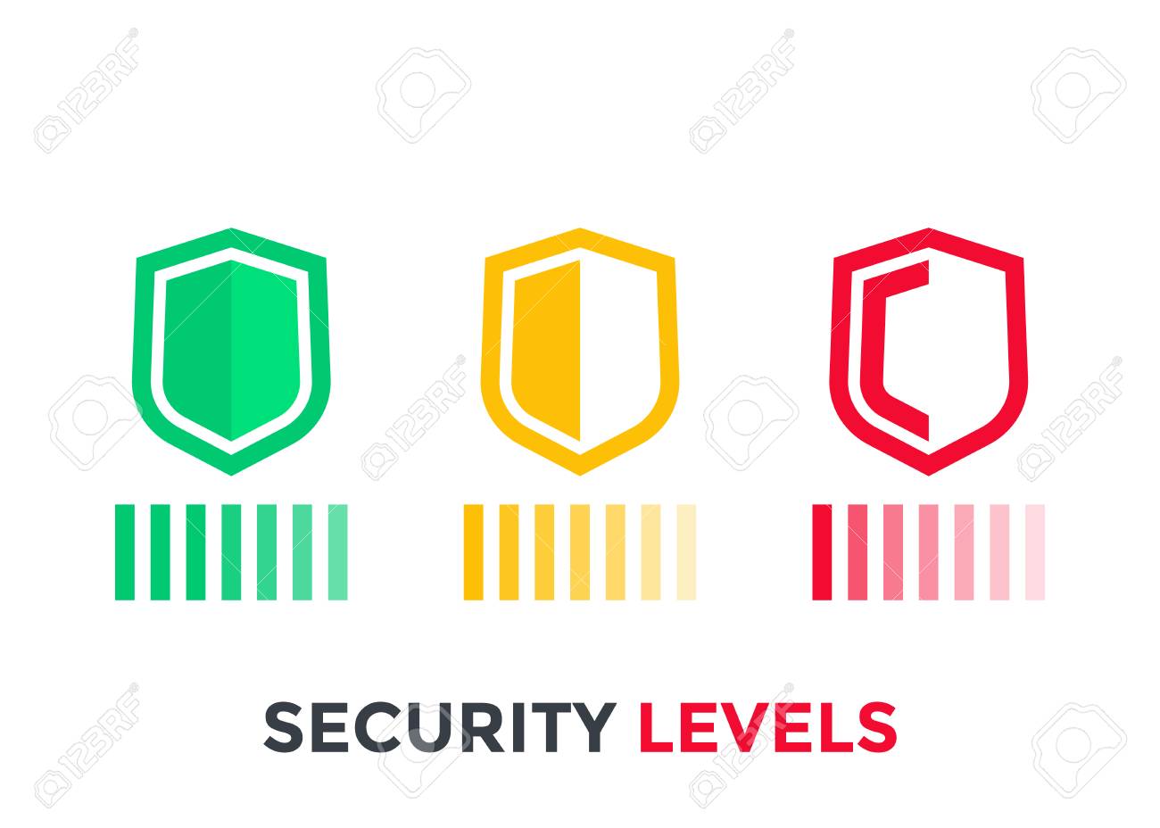 security levels icons on white background illustration royalty free security levels