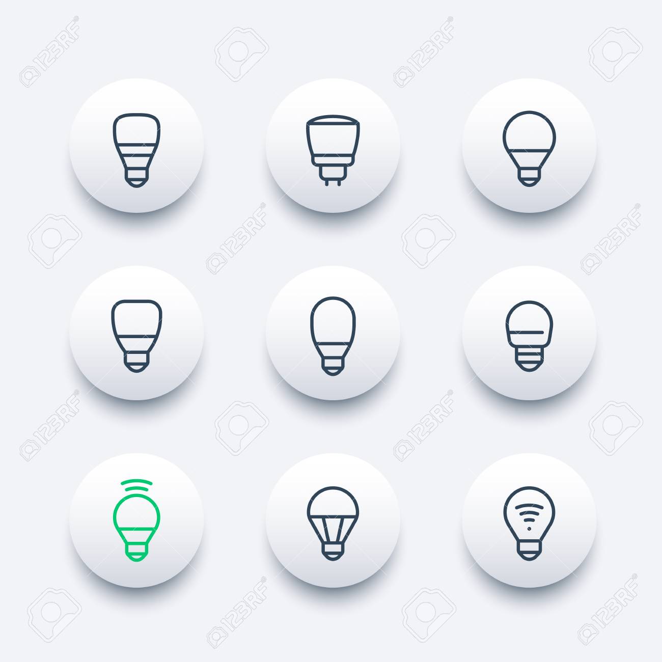 Ledライトラインアイコンセット のイラスト素材 ベクタ Image