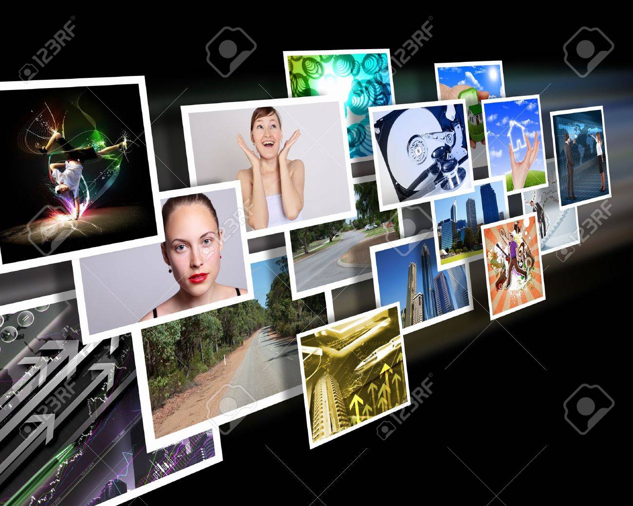 Colour images flow representing modern media technology - 12561388 Colour images flow representing modern media technology - 12561388