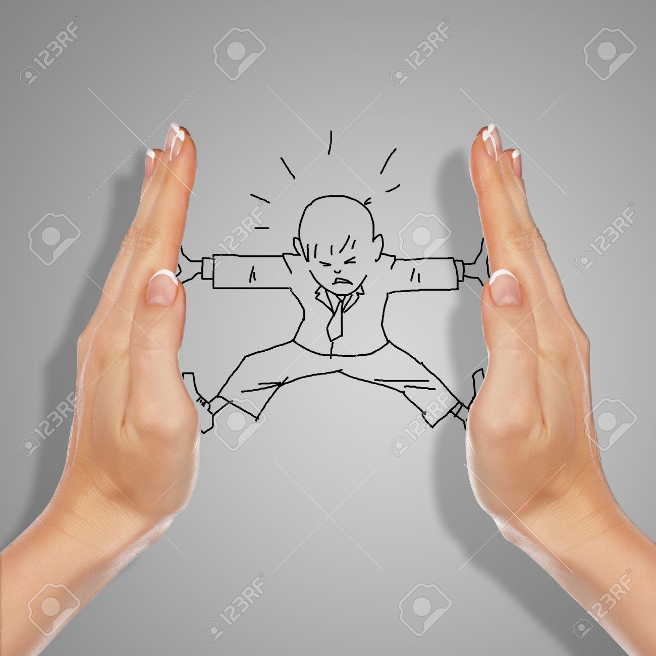 危険な状況に脅威の下で人間の図面 の写真素材 画像素材 Image