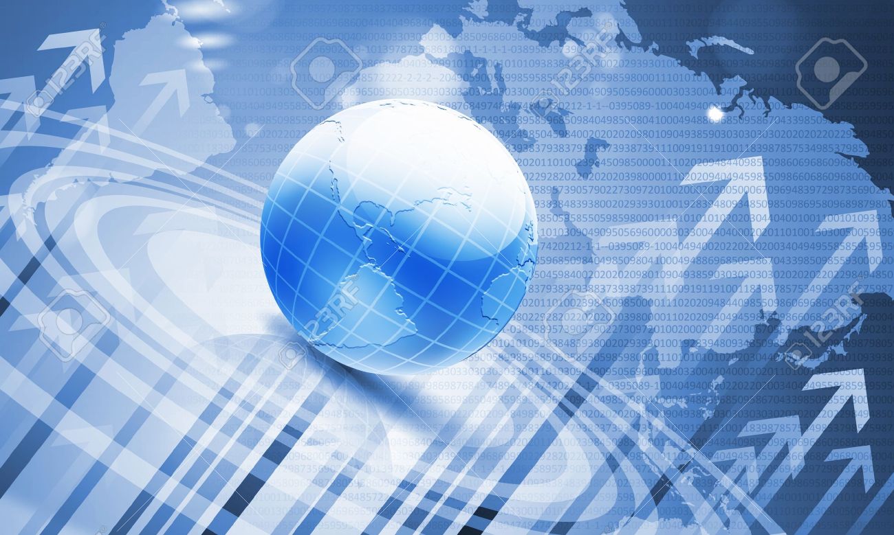 Planet Earth And Technology Background With Computer Objects Stock
