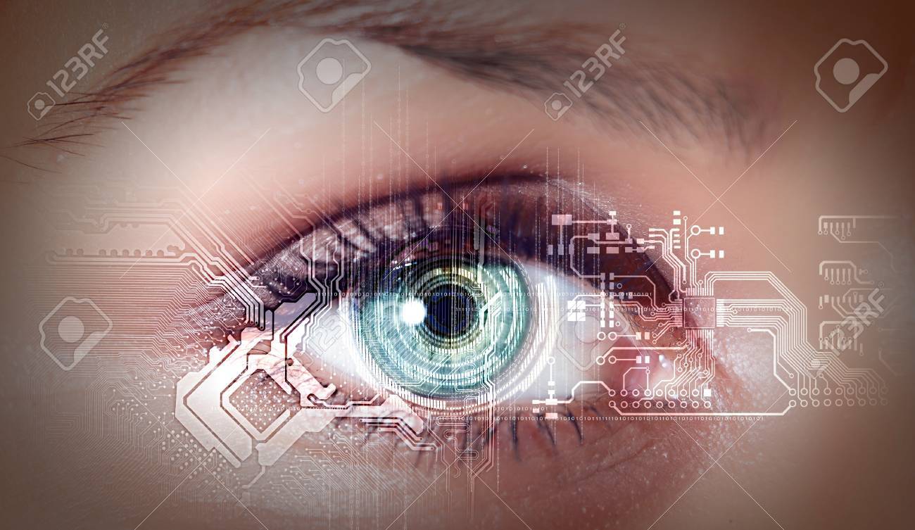 目の円記号で表されたデジタル情報を表示します の写真素材 画像素材 Image