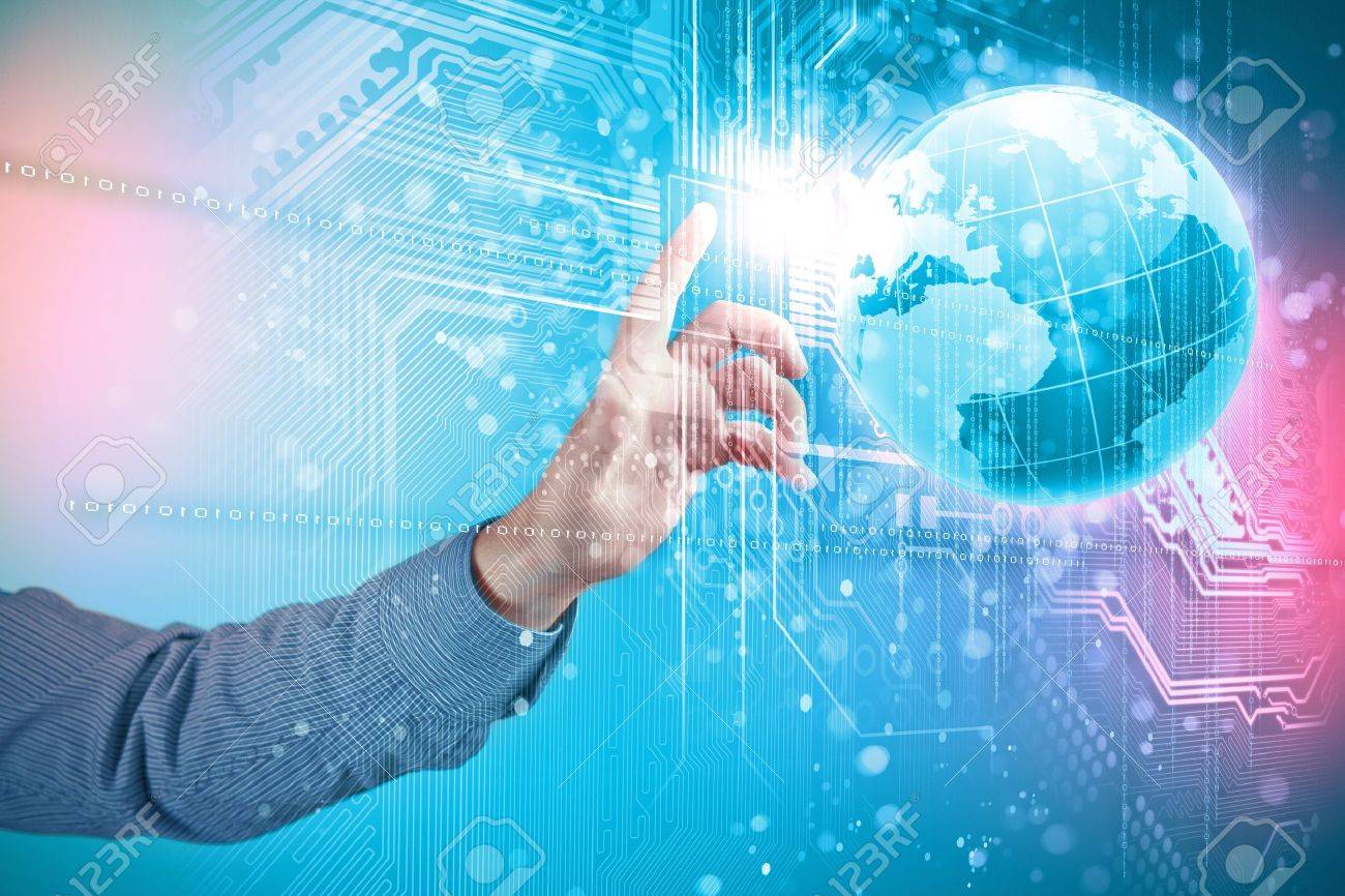 将来の技術に触れるボタン切り替えたイラスト の写真素材 画像素材 Image