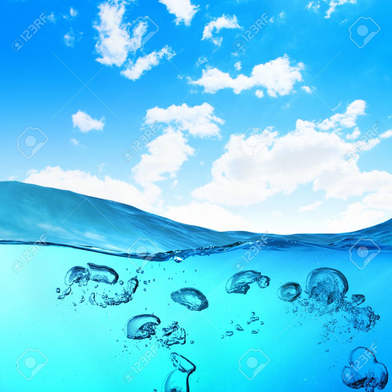 Sky And Sea Water Wave With Bubbles Illustration Stock Photo Picture And Royalty Free Image Image