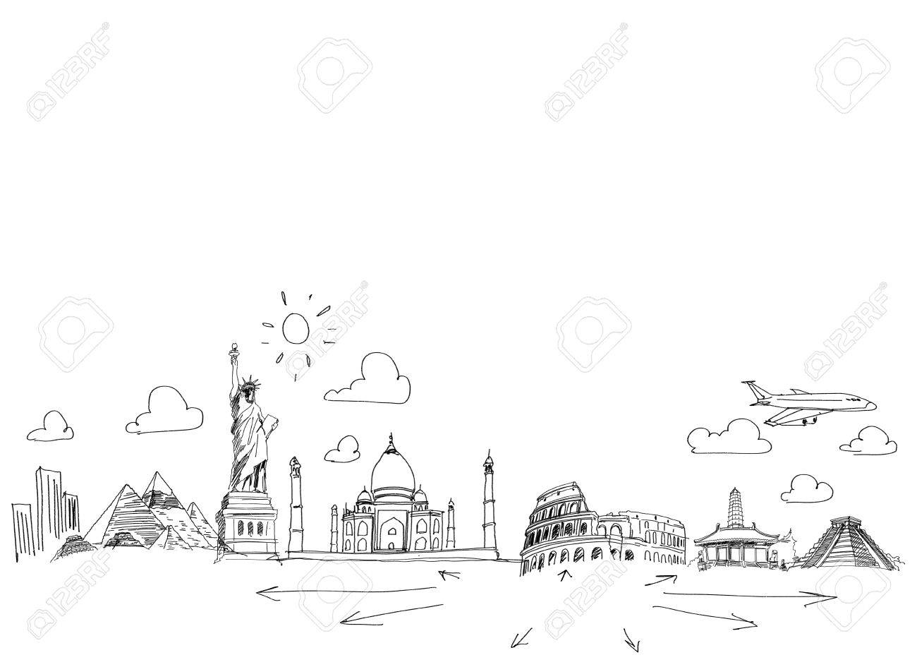 Background sketch image with drawings Travel concept - 24949239 Background sketch image with drawings Travel concept - 24949239