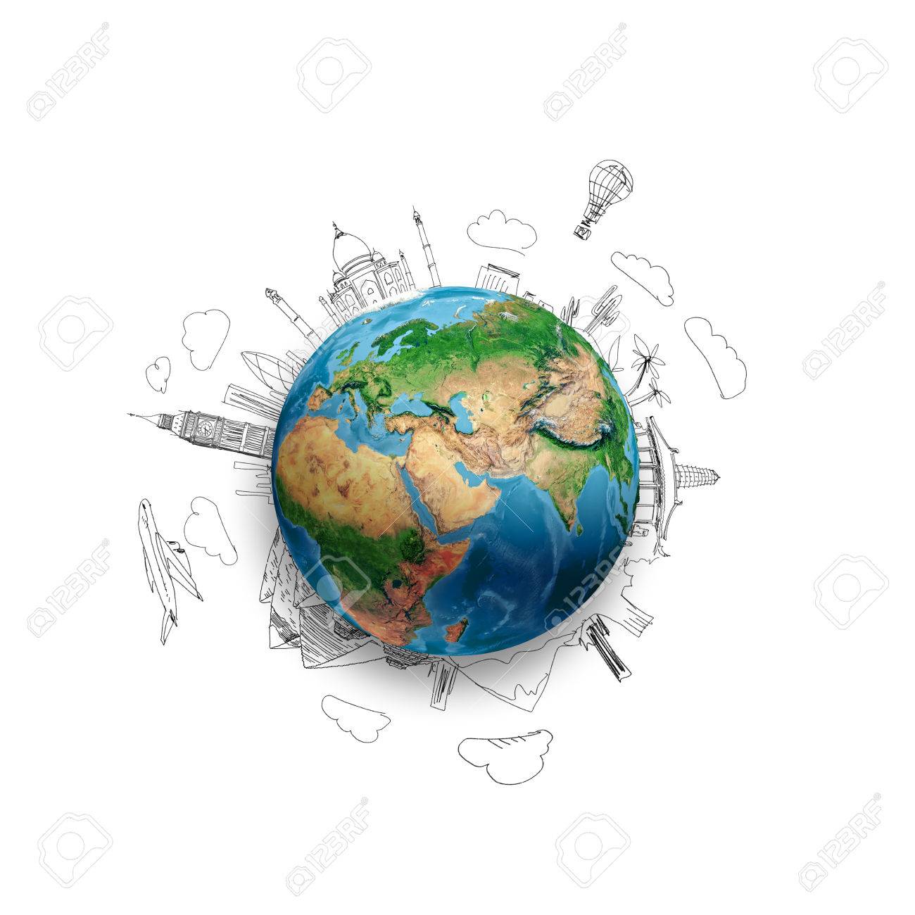 Earth Planet On White Background With Pencil Sketches Elements Of This Image Are Furnished By Nasa Stock Photo Picture And Royalty Free Image Image 26192644